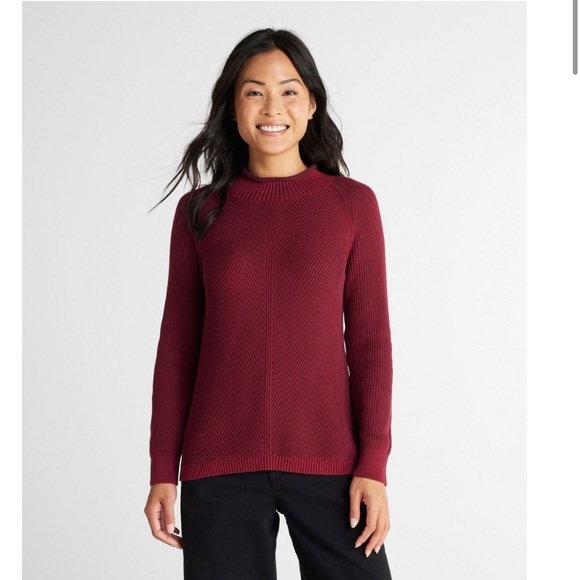 L.L. Bean Women's Cotton Shaker-Stitch Sweater, Funnelneck, XS - Picture 2 of 6
